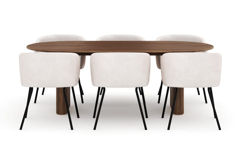 Noira Ovalt Matbord 220 cm med 6 Berit Stolar - Brun - Møbler - Borde - Spisebordssæt