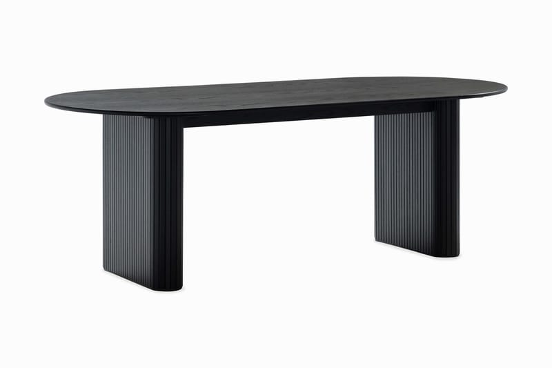 Noira Ovalt Matbord 220 cm Svart +  6 st Nibe stol svart med svarta ben - Sort - Møbler - Borde - Spisebordssæt