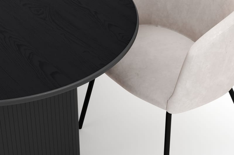 Noira Ovalt Spisebord 220 cm med 6 Berit Stole - Sort - Møbler - Borde - Spisebordssæt