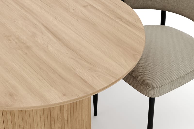 Noira Ovalt Spisebord 220 cm med 6 Sawako Stole - Natur - Møbler - Borde - Spisebordssæt