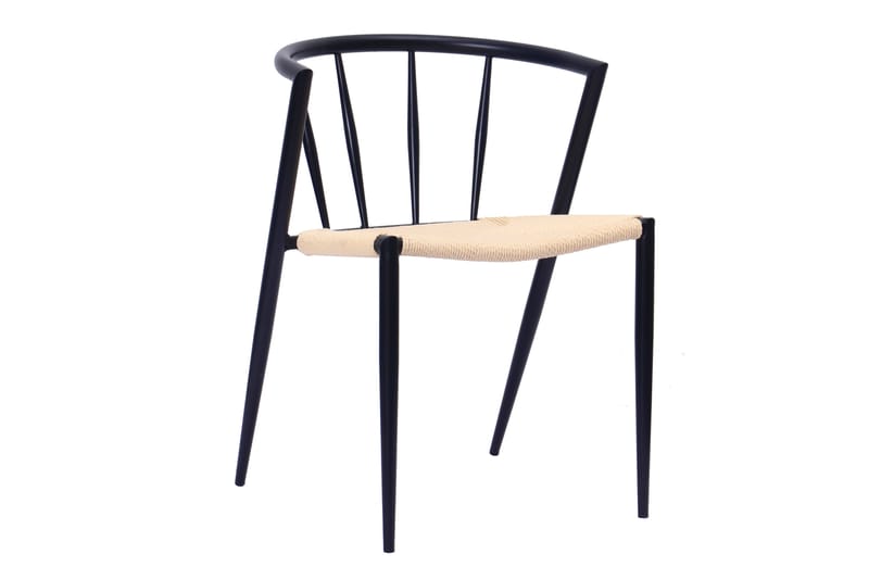 Noira Ovalt Spisebord 220 cm med 6 Winston Spisestole - Sort / Beige / Metalben Sort - Møbler - Borde - Spisebordssæt