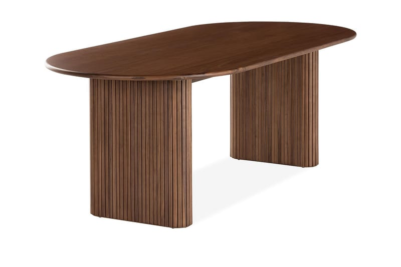 Noira Ovalt Spisebord 220 cm Valnød + 6 stk Nibe stol beige med valnøddeben - Brun/Beige - Møbler - Borde - Spisebordssæt