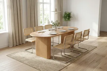 Noira Rektangulært Spisebordssæt 180 cm Eg med 6 Build Spisebordsstole - Eg - Møbler - Borde - Spisebordssæt