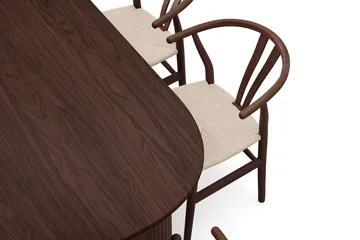 Noira rektangulært spisebordssæt 220 cm – Spisebord med 6 Dastoori spisebordsstole i træ med valnøddelook - Brun - Møbler - Borde - Spisebordssæt
