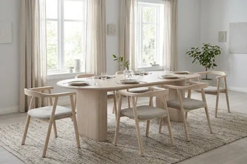 Noira Spisebord 180x90 cm - Hvidbejdset eg - Møbler - Borde - Spisebord og køkkenbord