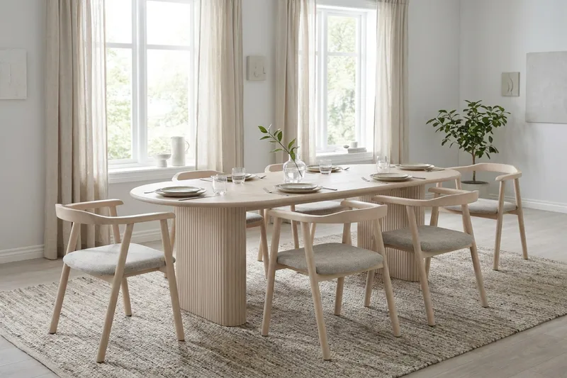 Noira Spisebord 180x90 cm - Hvidlaseret - Møbler - Borde - Spisebord og køkkenbord