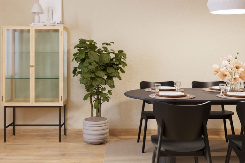 Noira Spisebord 220 cm Massiv Eg med 6 stk Jerup Spisebordstol - Valnød - Møbler - Borde - Spisebordssæt