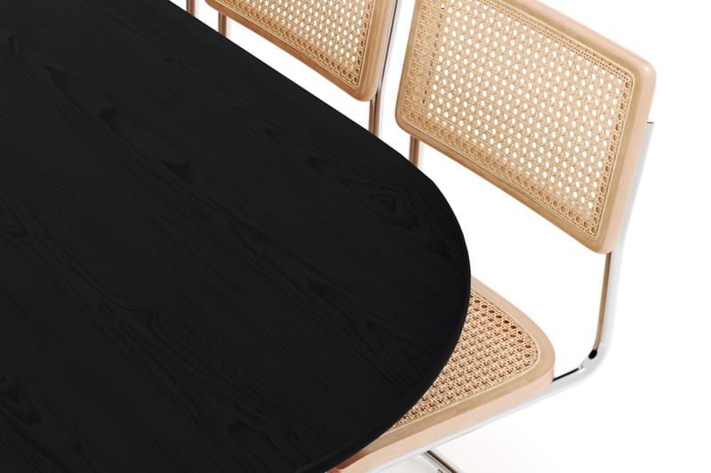 Noira Spisebord 220 cm Massivt Ek med 6 stk Build Matstkolar - Sort - Møbler - Borde - Spisebordssæt