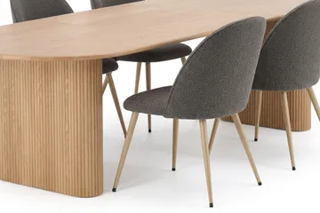 Noira spisebordssæt 160-220 cm med udtræk og 6 Nibe Plus spisestole - Eg - Møbler - Borde - Spisebordssæt