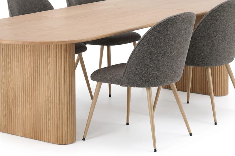 Noira spisebordssæt 160-220 cm med udtræk og 6 Nibe Plus spisestole - Eg - Møbler - Borde - Spisebordssæt