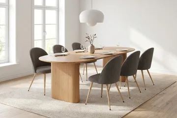 Noira spisebordssæt 220-320 cm med udtræk og 6 Nibe Plus spisestole - Eg - Møbler - Borde - Spisebordssæt