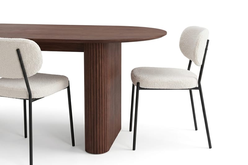 Noira spisebordssæt rektangulært 220 cm med 6 Gemmiano spisestole - Valnød - Møbler - Borde - Spisebordssæt