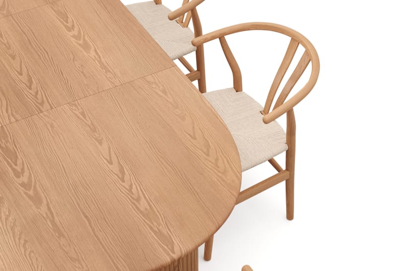 Noira spisegruppe, udtrækkelig 160-220 cm, eg med 6 Dastoori-spisebordsstole - Eg - Møbler - Borde - Spisebordssæt
