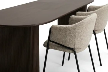Noira spisegruppe, udtrækkelig 220-320 cm, røget eg med 6 Filip spisestole - Røget eg - Møbler - Borde - Spisebordssæt