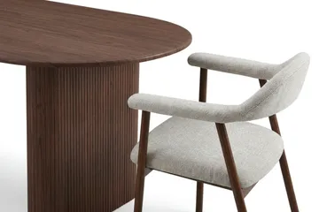 Noira spisegruppe 220 cm rektangulær i valnød med 6 Ronja spisestole - Valnød - Møbler - Borde - Spisebordssæt