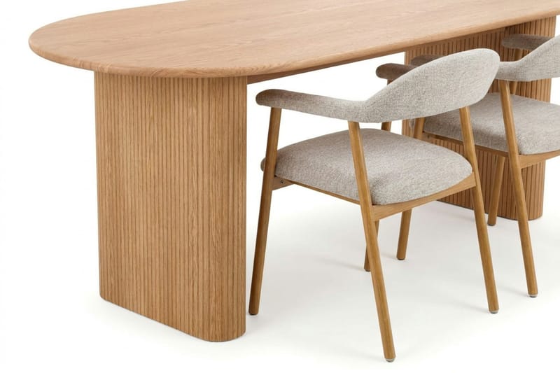 Noira spisegruppe 220 cm rektangulært i eg med 6 Ronja spisestole - Sand/Eg - Møbler - Borde - Spisebordssæt
