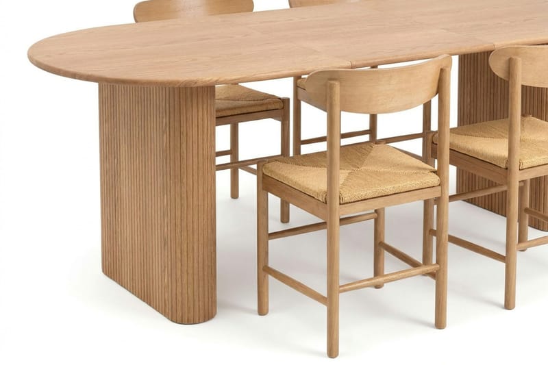 Noira spisegruppe med udtræk 160-220 cm eg med 6 Malte spisebordsstole - Møbler - Borde - Spisebordssæt
