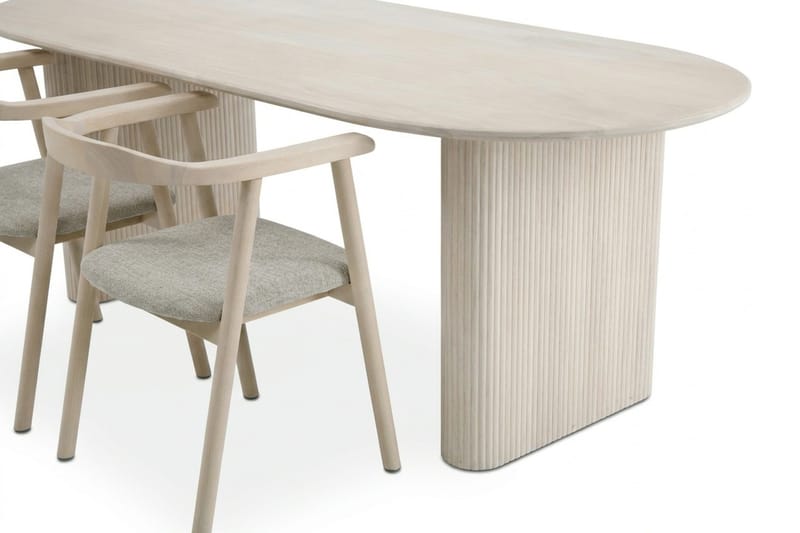 Noira spisegruppe med udtræk 160-220 cm hvidlaseret med 6 Jolie spisebordsstole - Møbler - Borde - Spisebordssæt