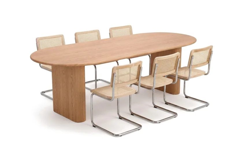 Noira spisegruppe med udtræk 220-320 cm eg med 6 Build spisestole, Eg