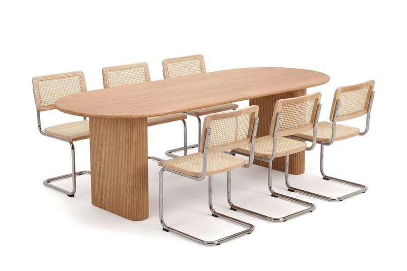 Noira spisegruppe med udtræk 220-320 cm eg med 6 Build spisestole - Eg - Møbler - Borde - Spisebordssæt