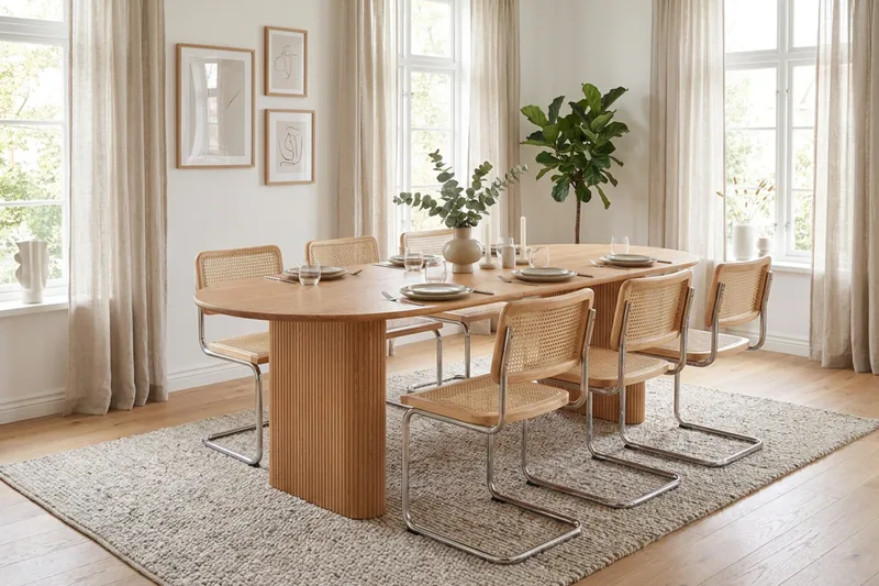 Noira spisegruppe med udtræk 220-320 cm eg med 6 Build spisestole - Eg - Møbler - Borde - Spisebordssæt