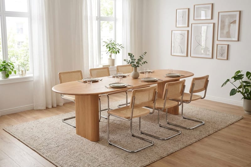 Noira spisegruppe med udtræk 220-320 cm eg med 6 Build spisestole - Eg - Møbler - Borde - Spisebordssæt