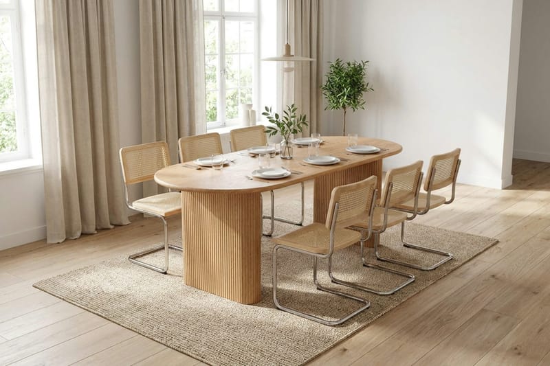 Noira spisegruppe rektangulær 180 cm eg med 6 Build spisestole - Eg - Møbler - Borde - Spisebordssæt
