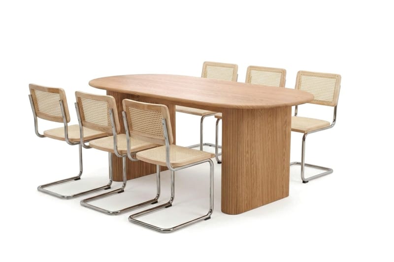Noira spisegruppe rektangulær 180 cm eg med 6 Build spisestole, Eg