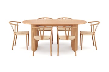 Noira spisegruppe rektangulær 180 cm eg med 6 Elysia spisestole - Eg - Møbler - Borde - Spisebordssæt