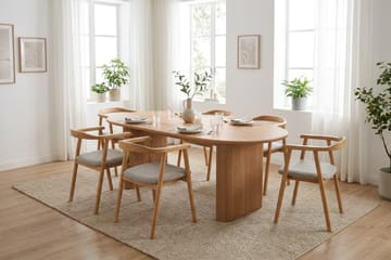Noira spisegruppe rektangulær 180 cm eg med 6 Jolie spisestole - Eg - Møbler - Borde - Spisebordssæt