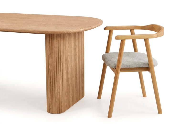 Noira spisegruppe rektangulær 180 cm eg med 6 Jolie spisestole - Eg - Møbler - Borde - Spisebordssæt