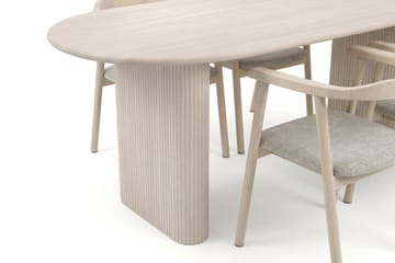 Noira spisegruppe rektangulær 180 cm hvidlaseret med 6 Jolie spisestole - Møbler - Borde - Spisebordssæt