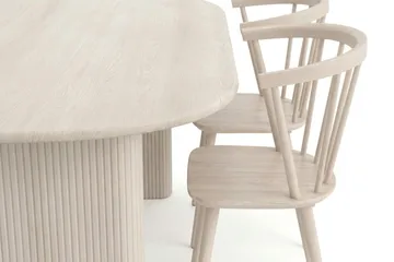 Noira spisegruppe rektangulær 180 cm hvidlaseret med 6 Tyrö-spisestole - Hvidbejdset eg - Møbler - Borde - Spisebordssæt