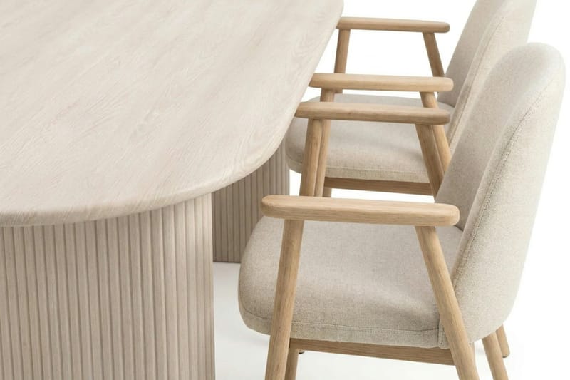 Noira spisegruppe rektangulær 180 cm hvidolieret med 6 Reciclar spisestole - Hvidlaseret - Møbler - Borde - Spisebordssæt