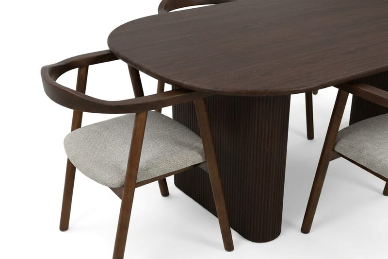 Noira Spisegruppe rektangulær 180 cm Røget eg med 6 Jolie Spisestole - Møbler - Borde - Spisebordssæt