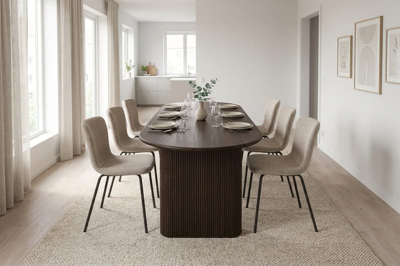 Noira spisegruppe rektangulær 180 cm røget eg med 6 Katy spisebordsstole - Røget eg - Møbler - Borde - Spisebordssæt