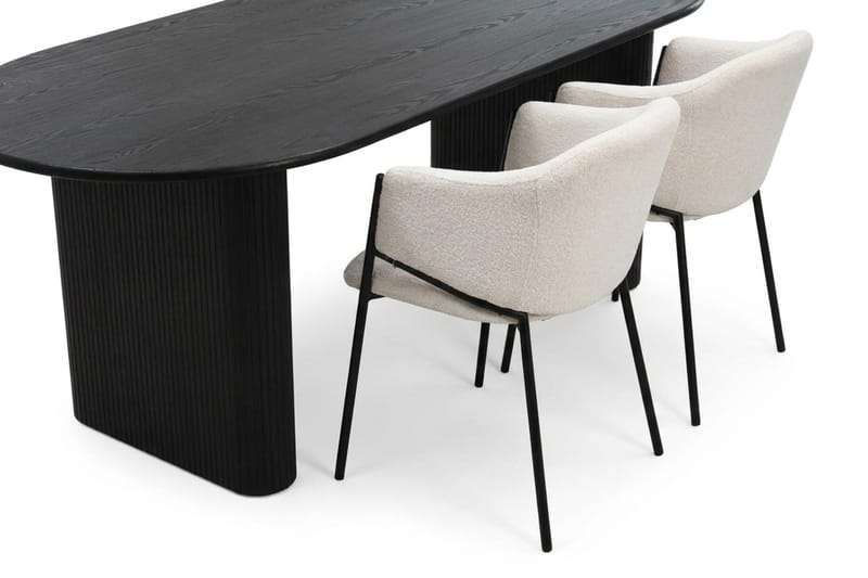 Noira spisegruppe rektangulær 180 cm sort med 6 Filip-spisestole - Sort - Møbler - Borde - Spisebordssæt