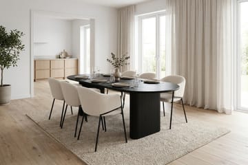 Noira spisegruppe rektangulær 180 cm sort med 6 Filip-spisestole - Sortbejdset eg - Møbler - Borde - Spisebordssæt