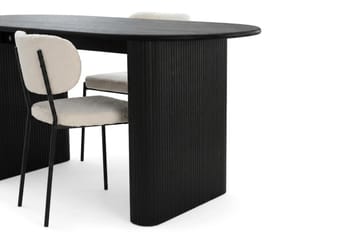 Noira spisegruppe rektangulær 180 cm sort med 6 Gemmiano-spisestole - Sortbejdset eg - Møbler - Borde - Spisebordssæt