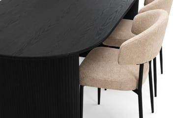 Noira spisegruppe rektangulær 180 cm sort med 6 Jairam spisestole - Sortbejdset eg - Møbler - Borde - Spisebordssæt