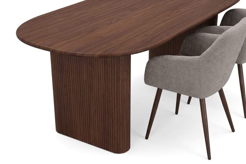 Noira Spisegruppe rektangulær 180 cm valnød med 6 Filippa spisestole - Valnød - Møbler - Borde - Spisebordssæt
