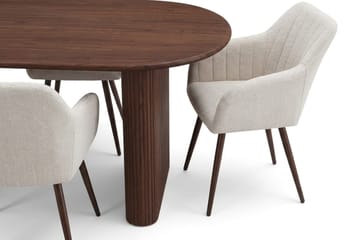 Noira spisegruppe rektangulær 180 cm valnød med 6 Filippa spisestole - Valnød - Møbler - Borde - Spisebordssæt