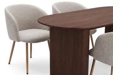 Noira spisegruppe rektangulær 180 cm valnød med 6 Greya-spisestole - Valnød - Møbler - Borde - Spisebordssæt