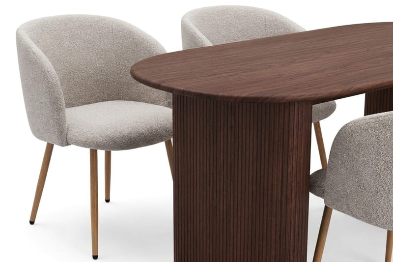 Noira spisegruppe rektangulær 180 cm valnød med 6 Greya-spisestole - Valnød - Møbler - Borde - Spisebordssæt