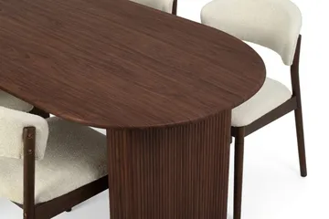 Noira spisegruppe rektangulær 180 cm valnød med 6 Nala spisestole - Valnød - Møbler - Borde - Spisebordssæt