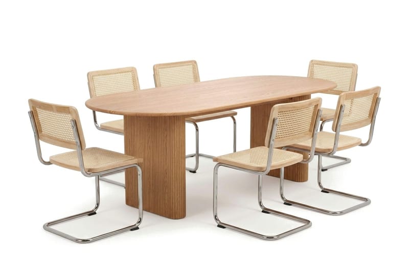 Noira spisegruppe rektangulær 220 cm eg med 6 Build spisestole - Eg - Møbler - Borde - Spisebordssæt