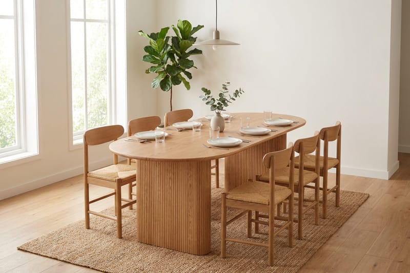 Noira spisegruppe rektangulær 220 cm eg med 6 Malte spisebordsstole - Eg - Møbler - Borde - Spisebordssæt