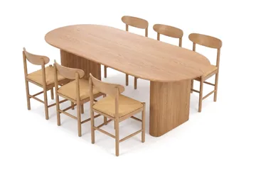 Noira spisegruppe rektangulær 220 cm eg med 6 Malte spisebordsstole - Eg - Møbler - Borde - Spisebordssæt