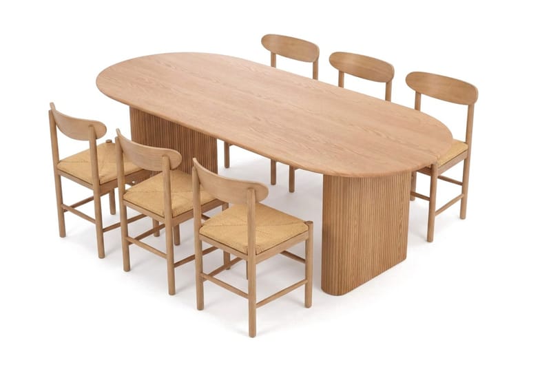 Noira spisegruppe rektangulær 220 cm eg med 6 Malte spisebordsstole - Eg - Møbler - Borde - Spisebordssæt