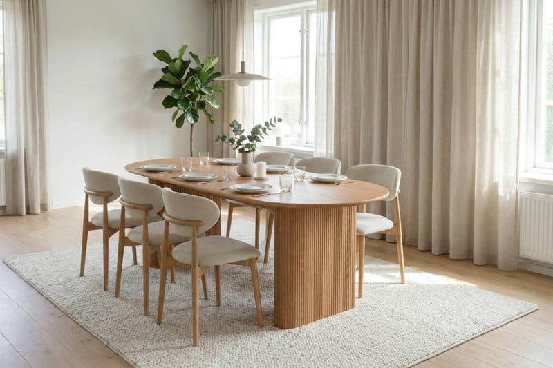 Noira spisegruppe rektangulær 220 cm eg med 6 Molly spisestole - Eg - Møbler - Borde - Spisebordssæt